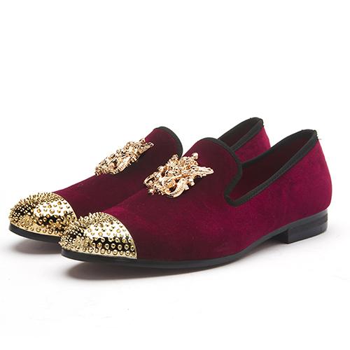 Luxury Handmade Rivet Metal Toe Leather Moccasins - 2 Colors